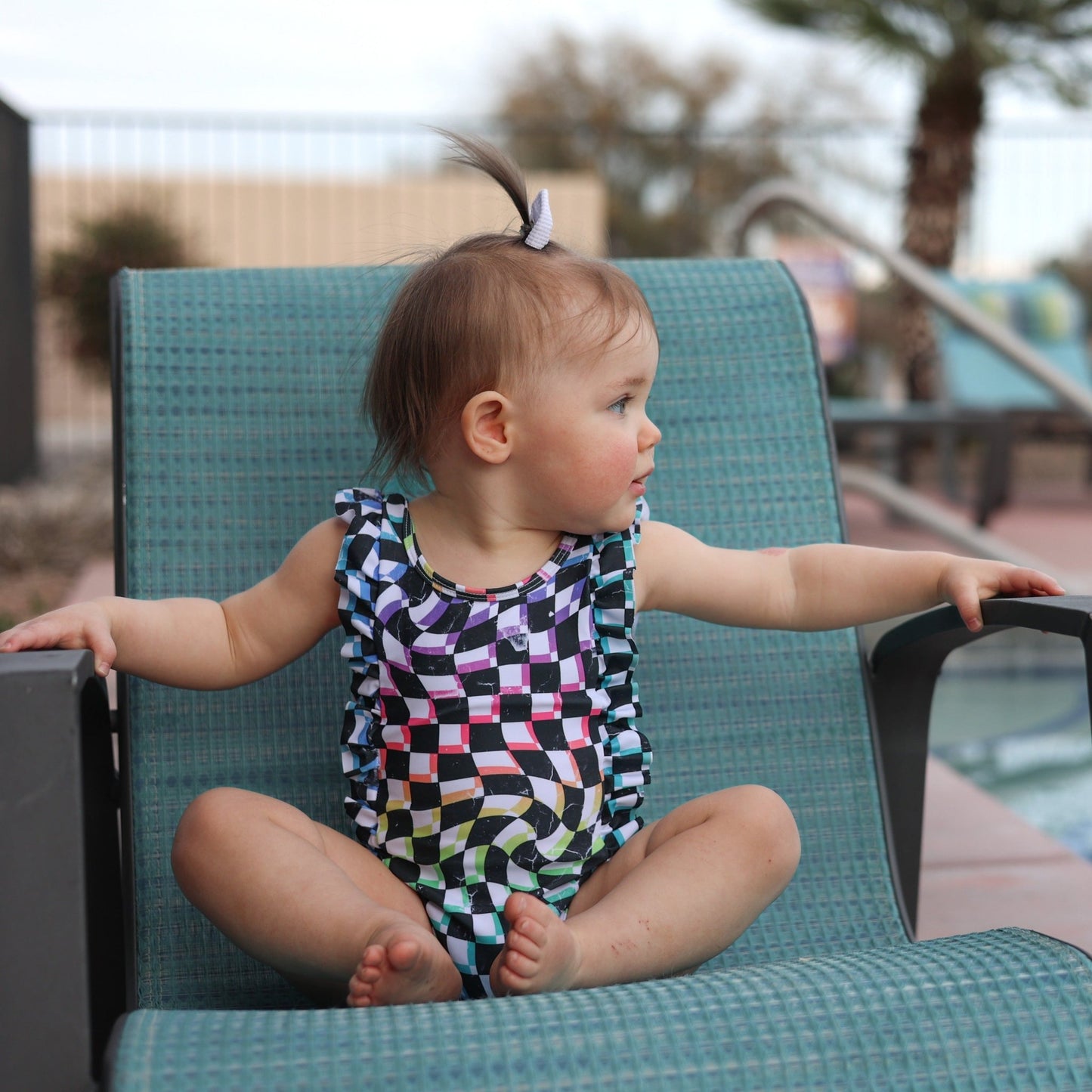 RUFFLE SWIMSUIT- Neon Check - Mack & Harvie