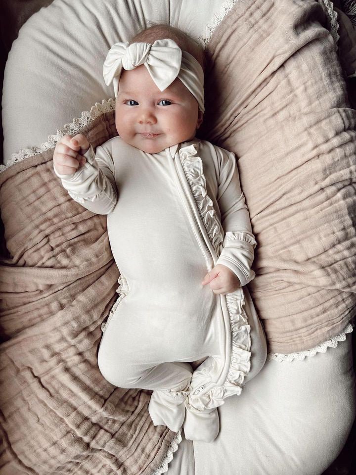 Ruffle Zipper One Piece - Cream - Mack & Harvie