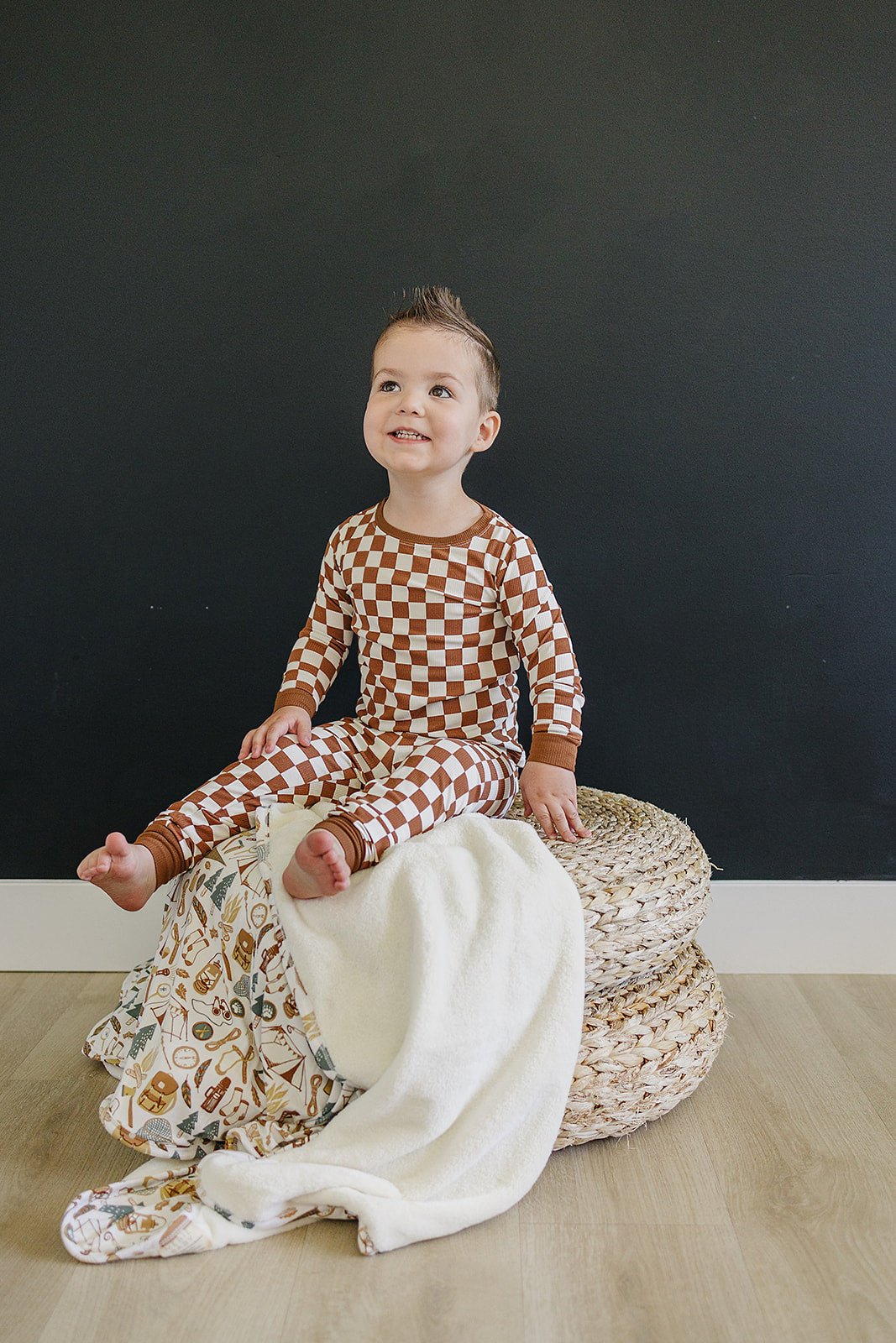 Rust Checkered Ribbed Bamboo Cozy Set - Mack & Harvie