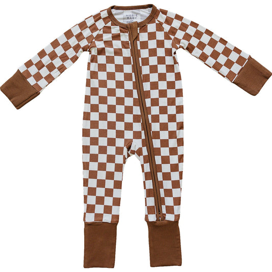 Rust Checkered Ribbed Bamboo Zipper - Mack & Harvie