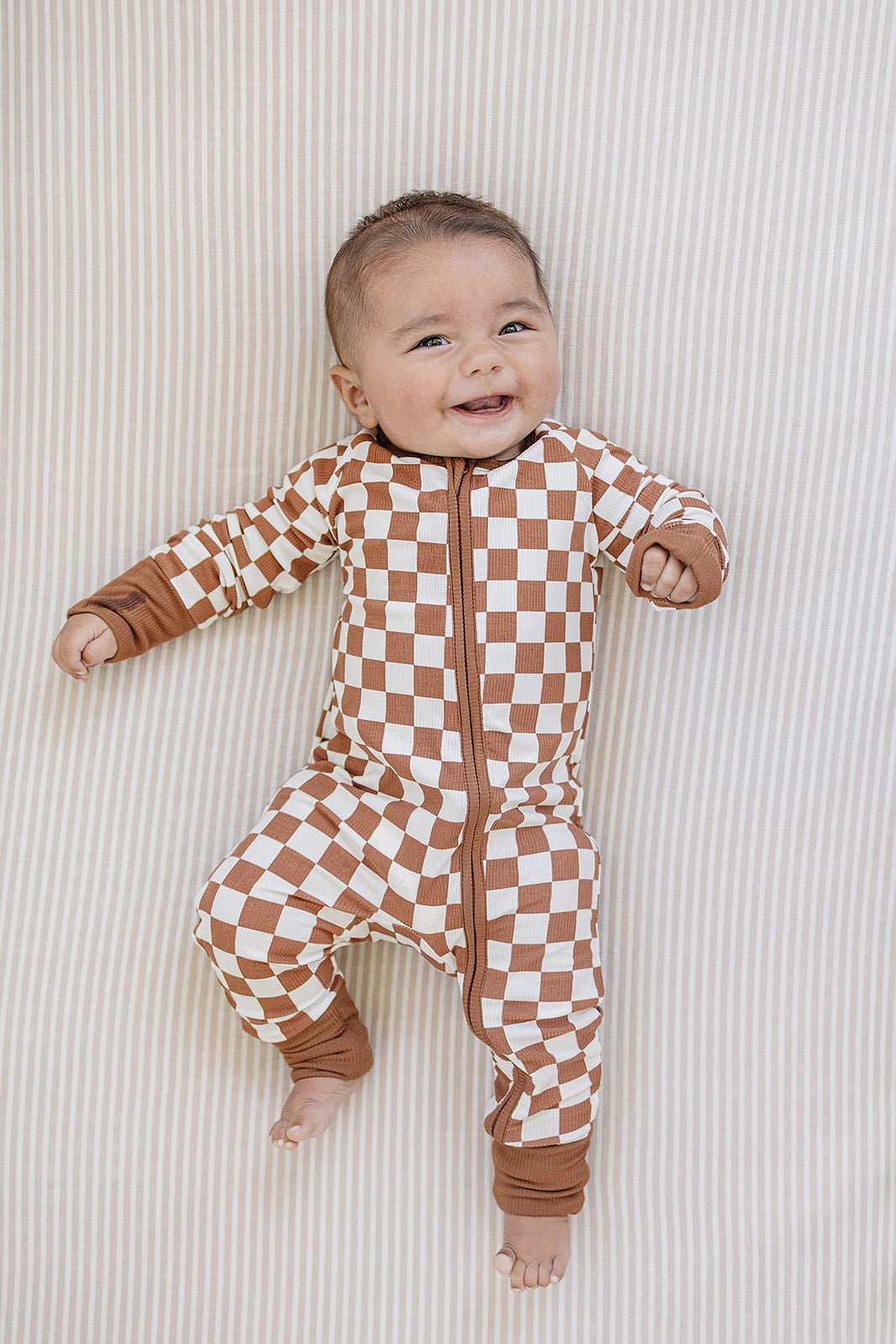 Rust Checkered Ribbed Bamboo Zipper - Mack & Harvie