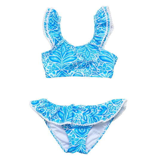 Santorini Blue Frill Crop Bikini - Mack & Harvie