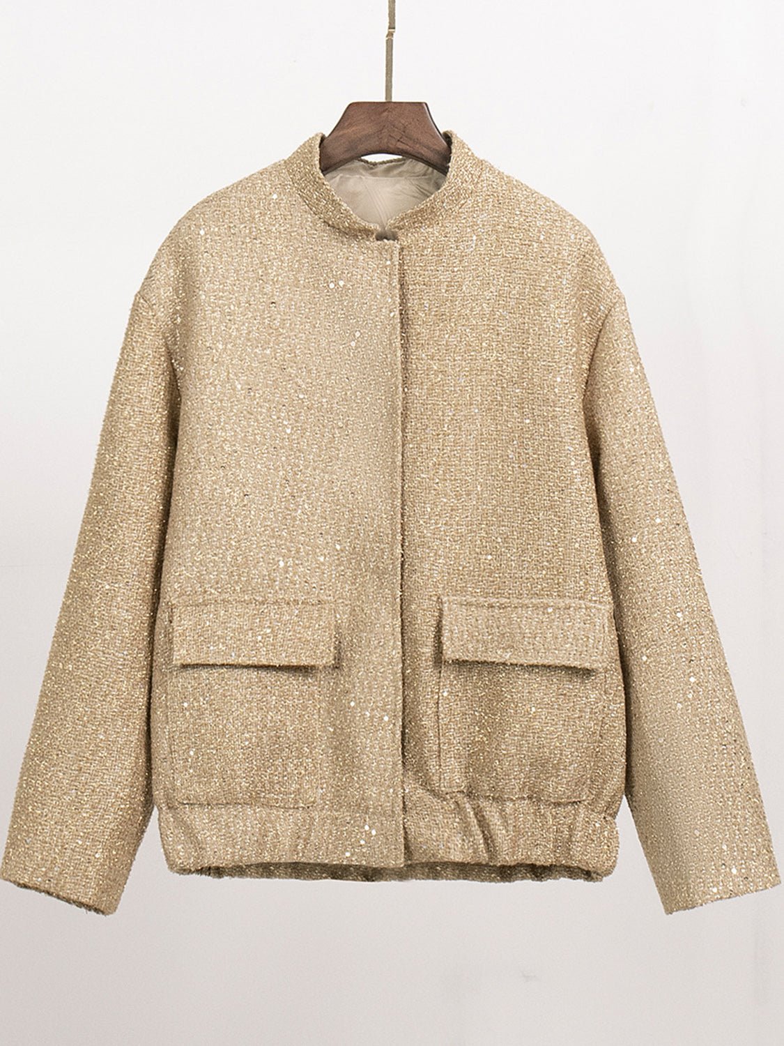 Sequin Detail Pocketed Long Sleeve Jacket - Mack & Harvie