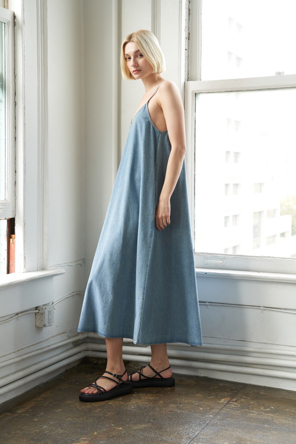 SERENE SYMPHONY DENIM MIDI DRESS - Mack & Harvie