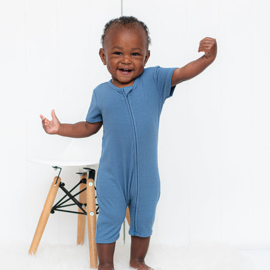 SHORTIE ZIP ROMPER - Arctic Ribbed - Mack & Harvie