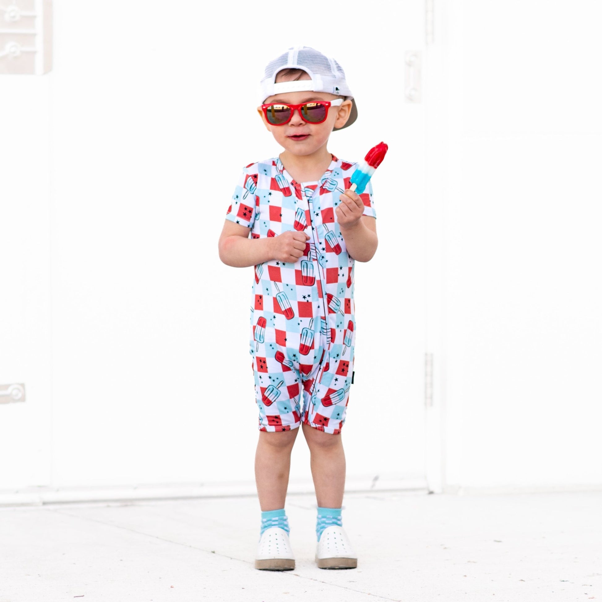 SHORTIE ZIP ROMPER - Bomb Pops - Mack & Harvie