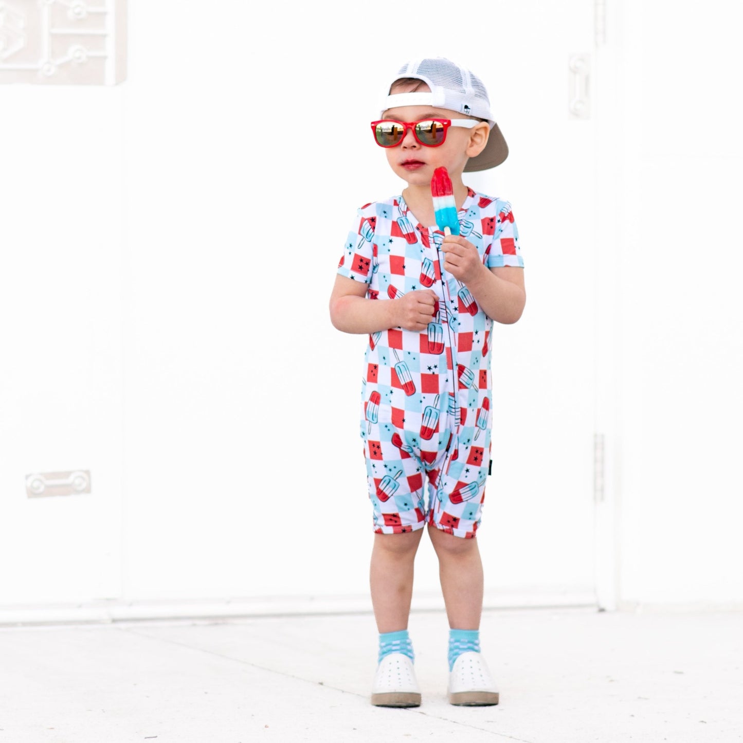 SHORTIE ZIP ROMPER - Bomb Pops - Mack & Harvie