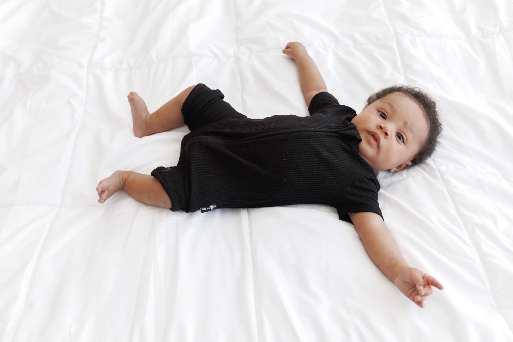 SHORTIE ZIP ROMPER - Midnight Ribbed - Mack & Harvie