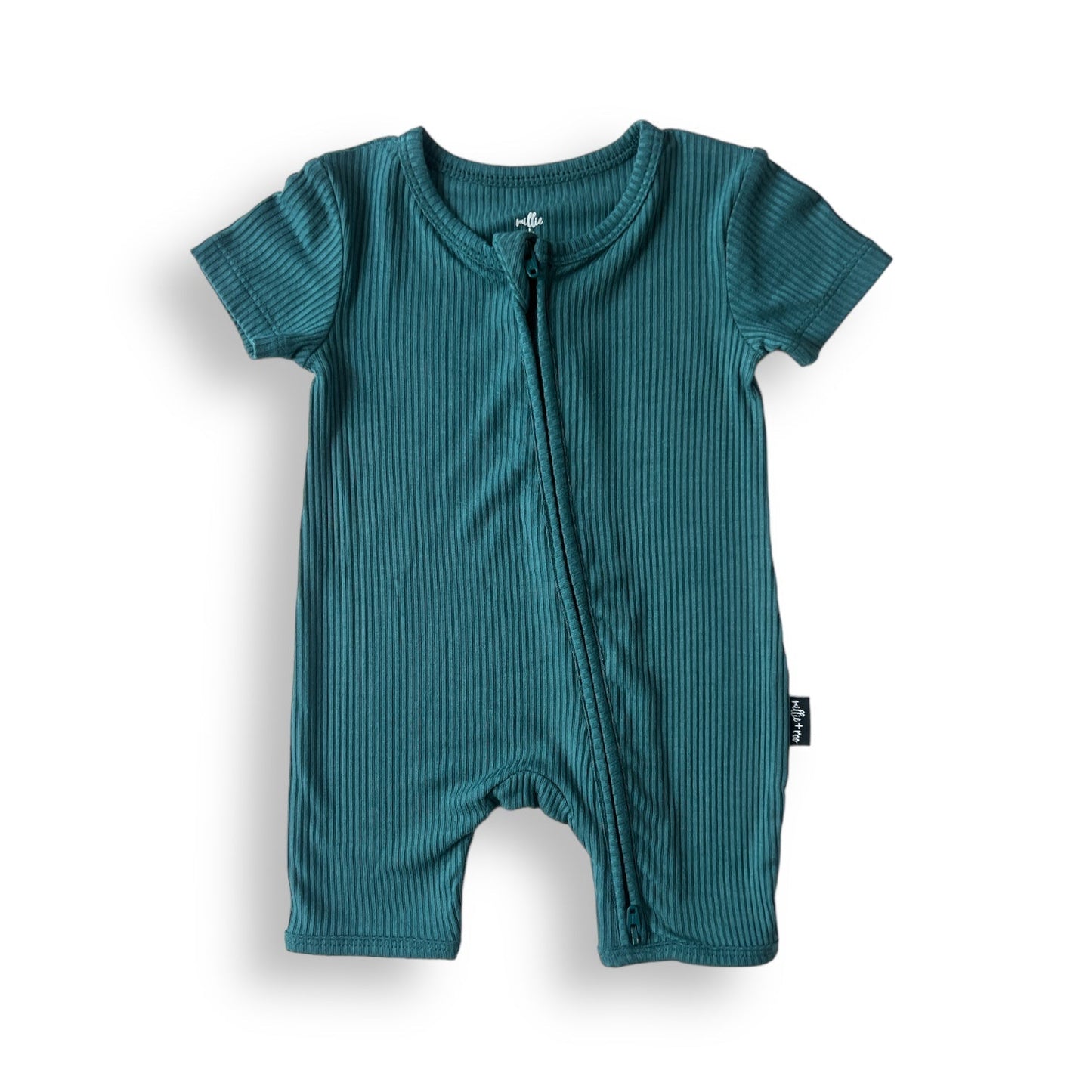 SHORTIE ZIP ROMPER - Peacock Ribbed - Mack & Harvie