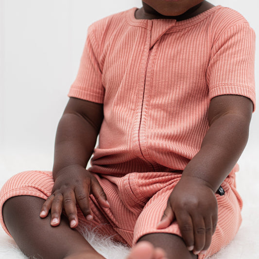 SHORTIE ZIP ROMPER - Red Rock Ribbed - Mack & Harvie