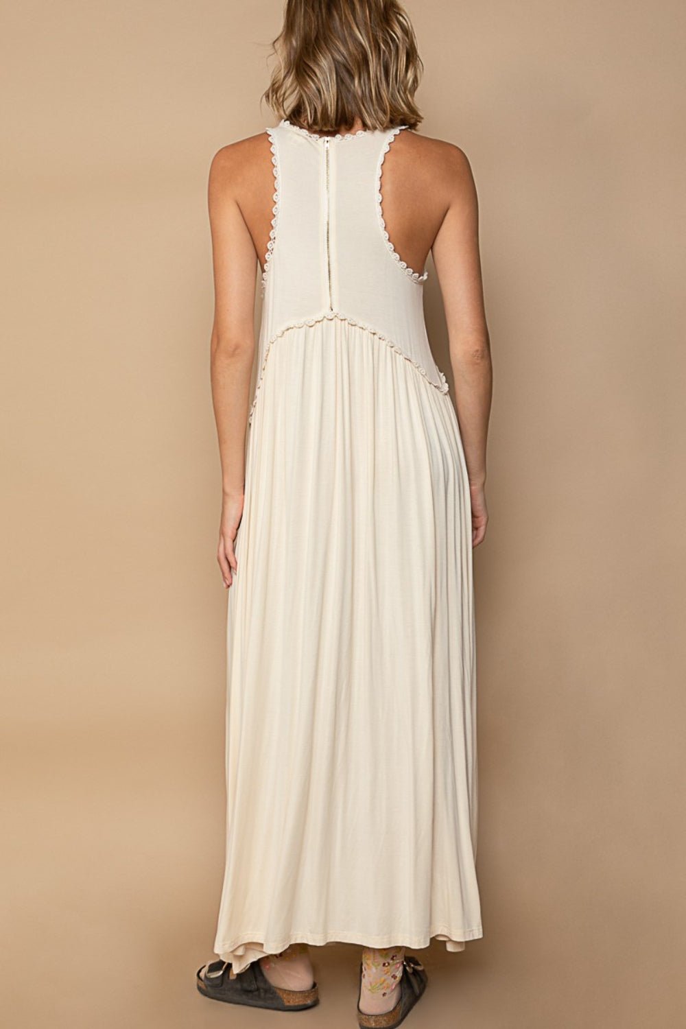 Sleeveless Back Zipper Front Slit Maxi Dress - Mack & Harvie