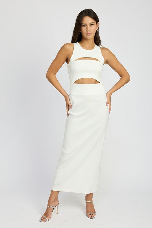 SLEEVELESS CUT OUT MIDI DRESS - Mack & Harvie