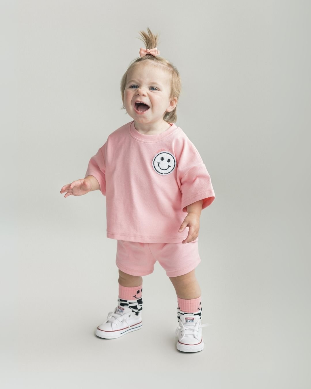 Smiley Shorts Set | Pink Peach - Mack & Harvie