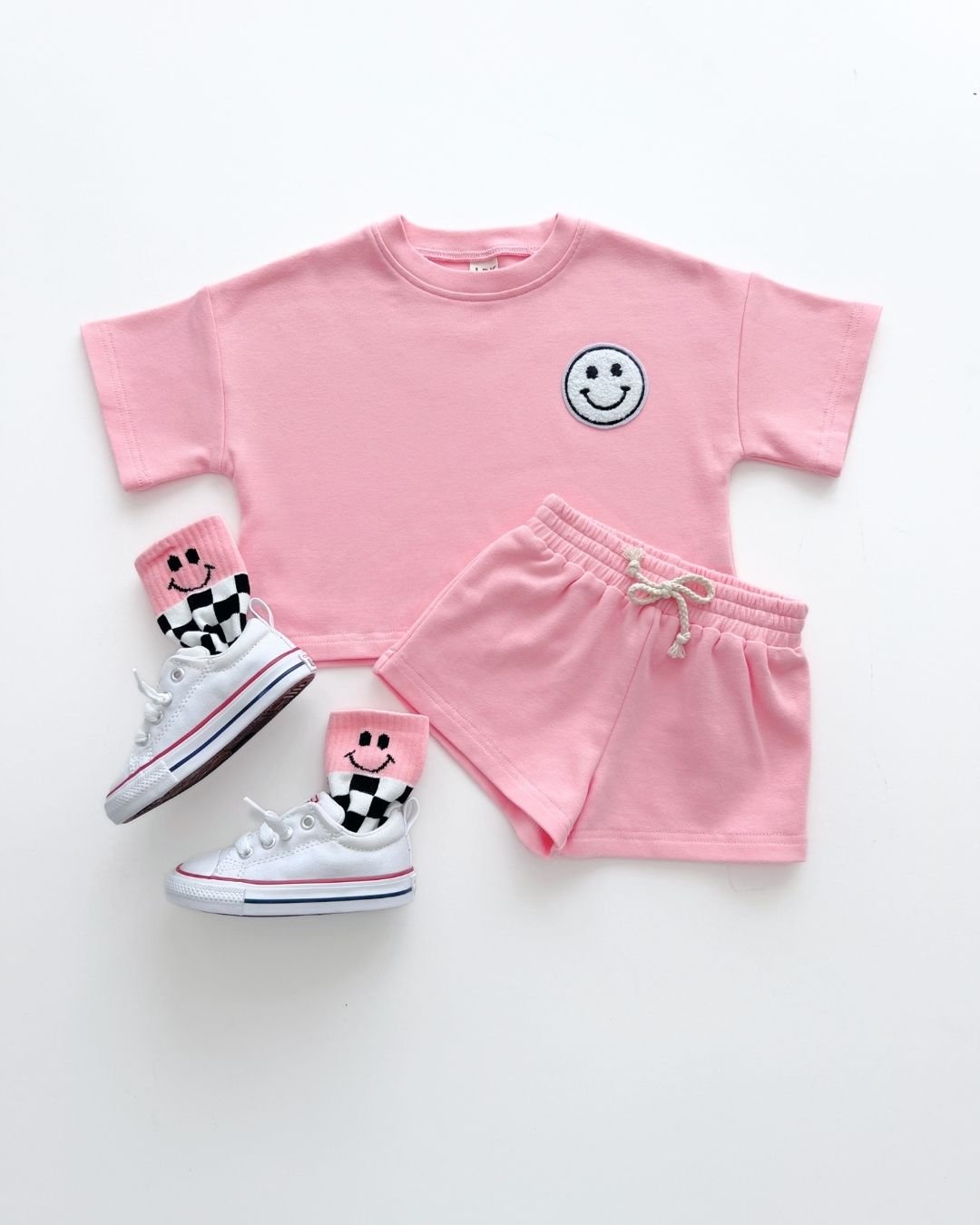 Smiley Shorts Set | Pink Peach - Mack & Harvie