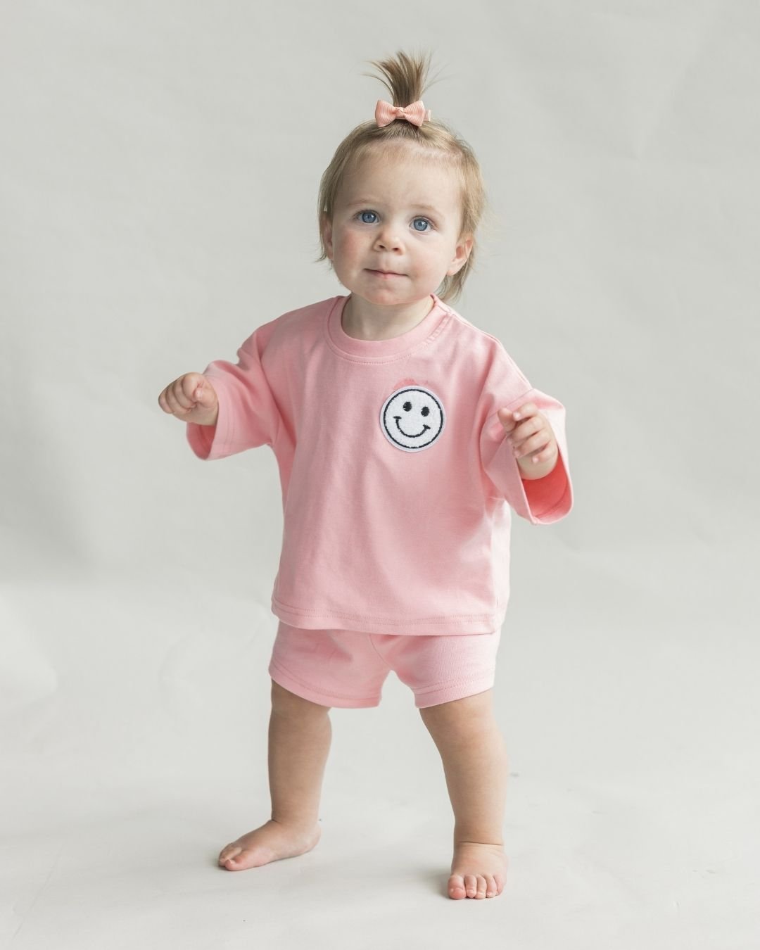 Smiley Shorts Set | Pink Peach - Mack & Harvie