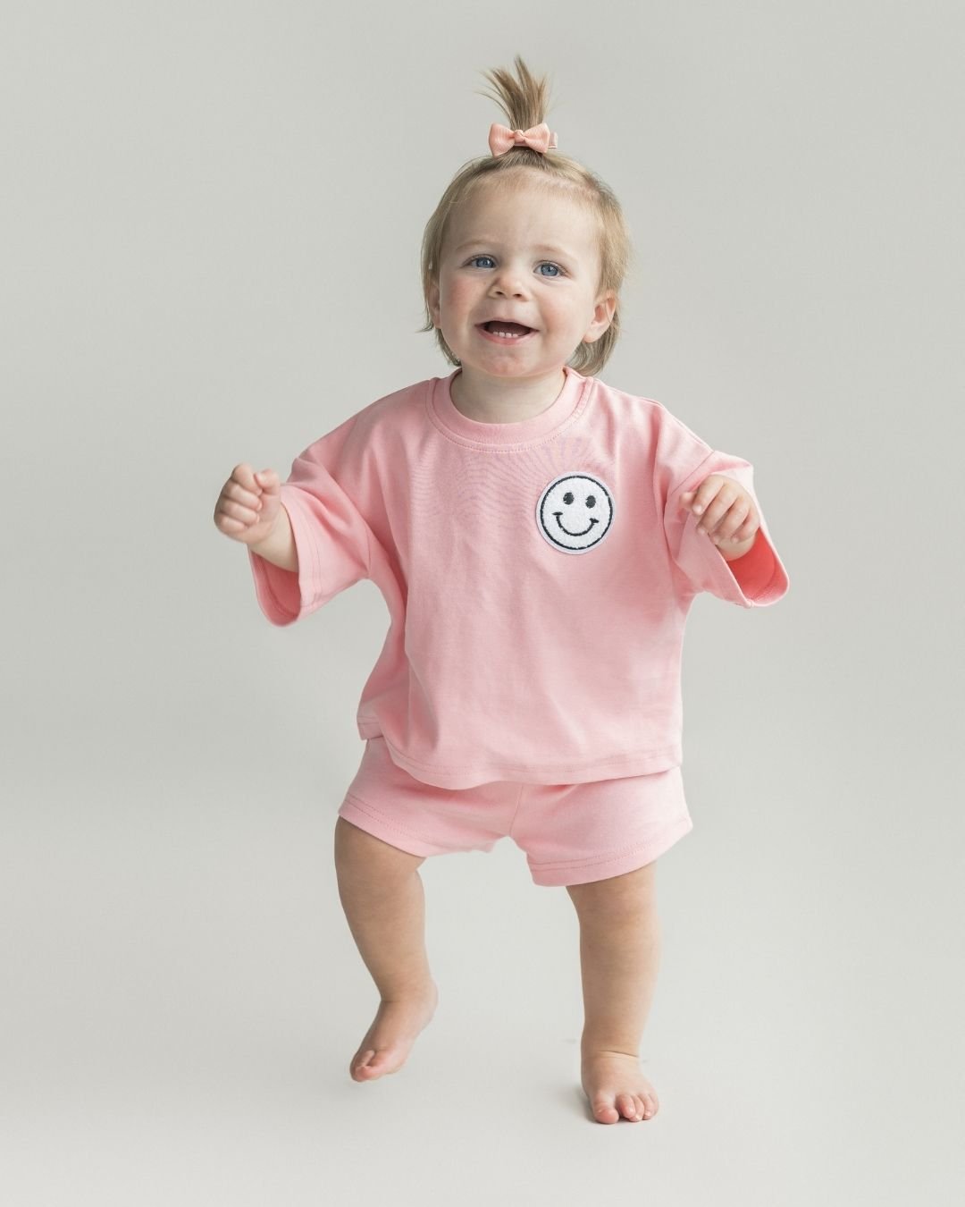 Smiley Shorts Set | Pink Peach - Mack & Harvie