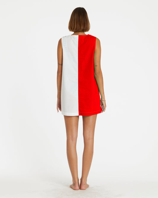 Two-Tone Smock (Red/White)