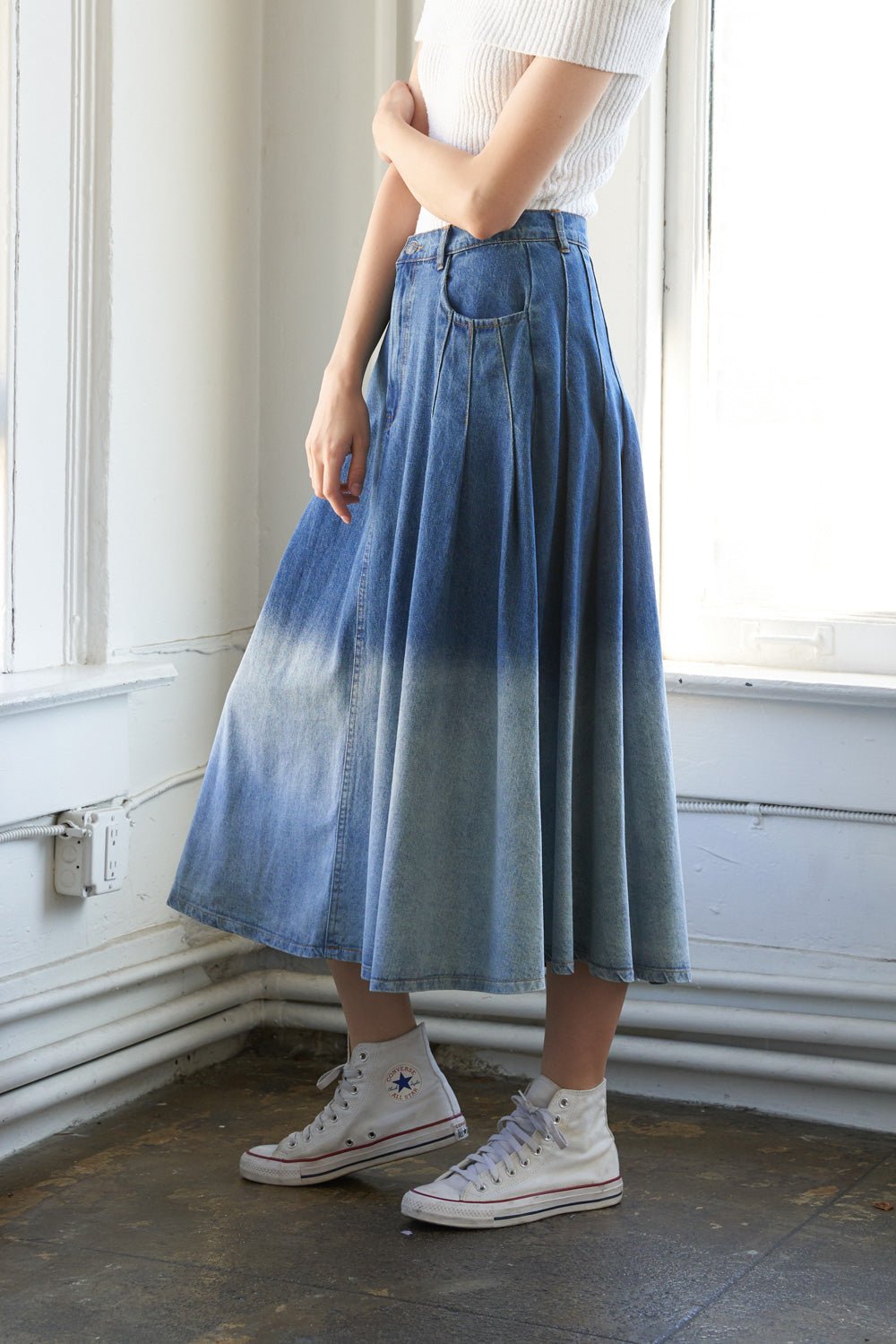 STATE OF MIND DENIM MIDI SKIRT - Mack & Harvie