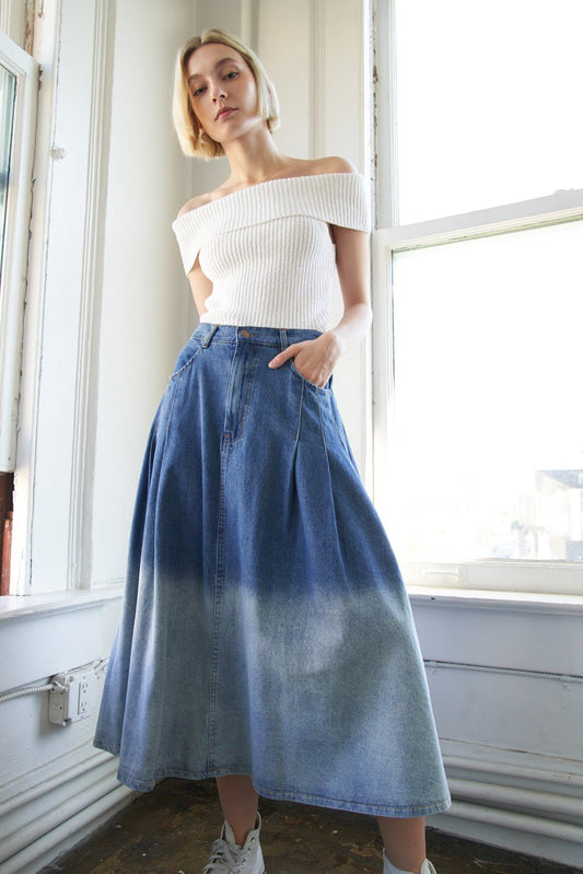 STATE OF MIND DENIM MIDI SKIRT - Mack & Harvie