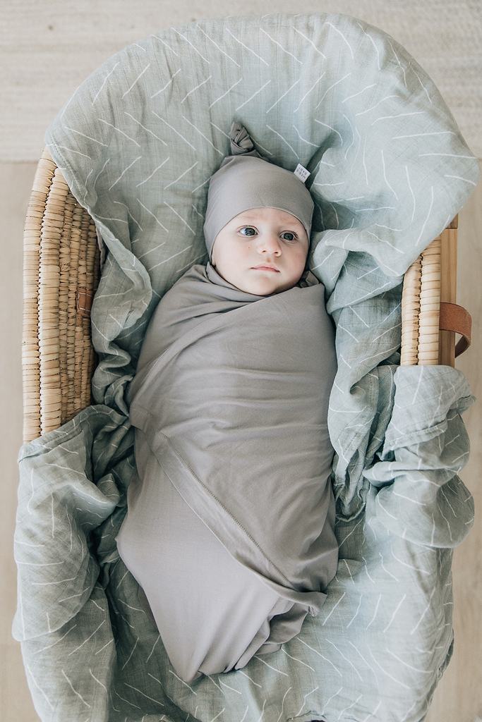 Stone Bamboo Newborn Knot Hat - Mack & Harvie