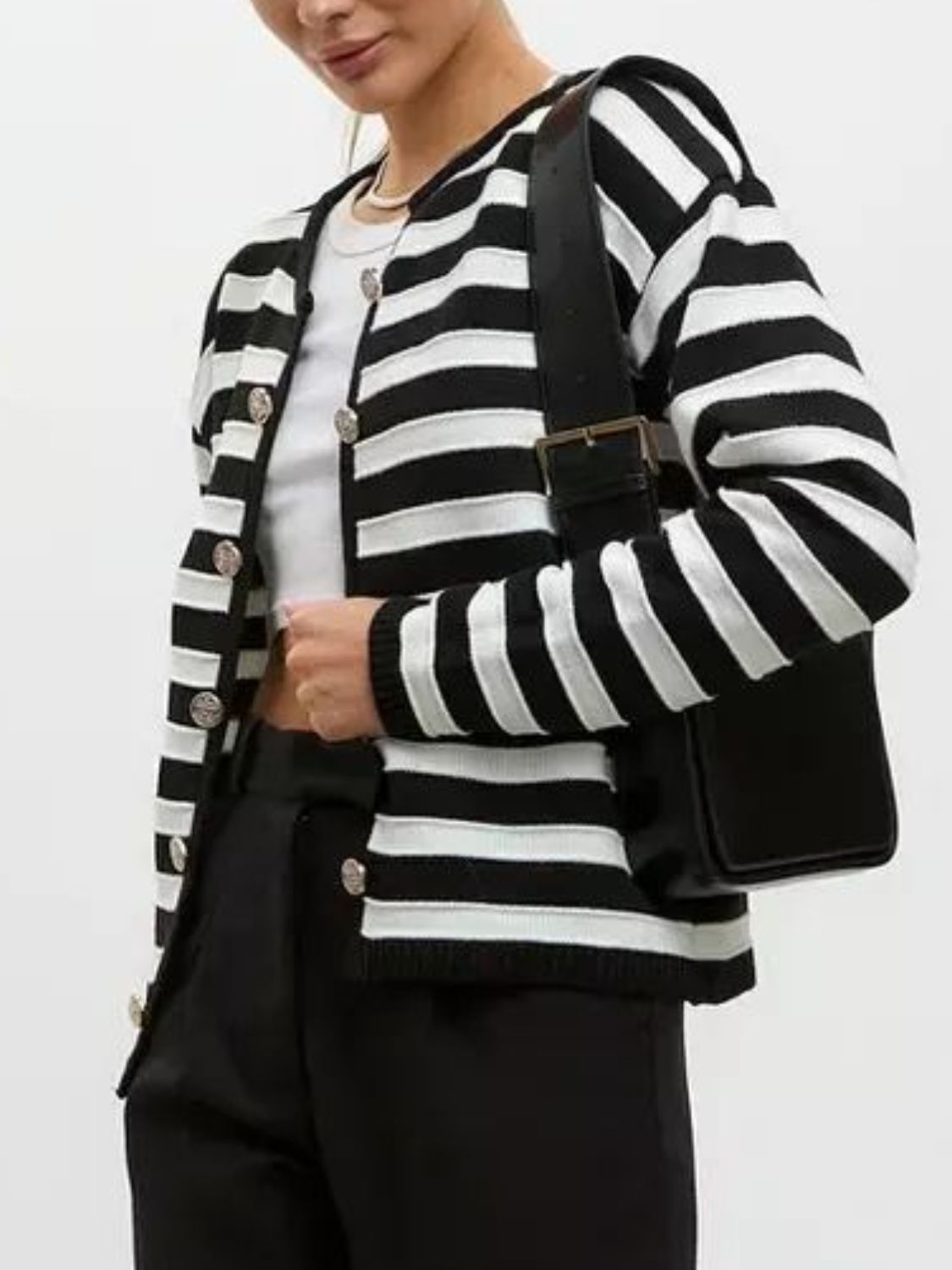 Striped Dropped Shoulder Long Sleeve Cardigan - Mack & Harvie