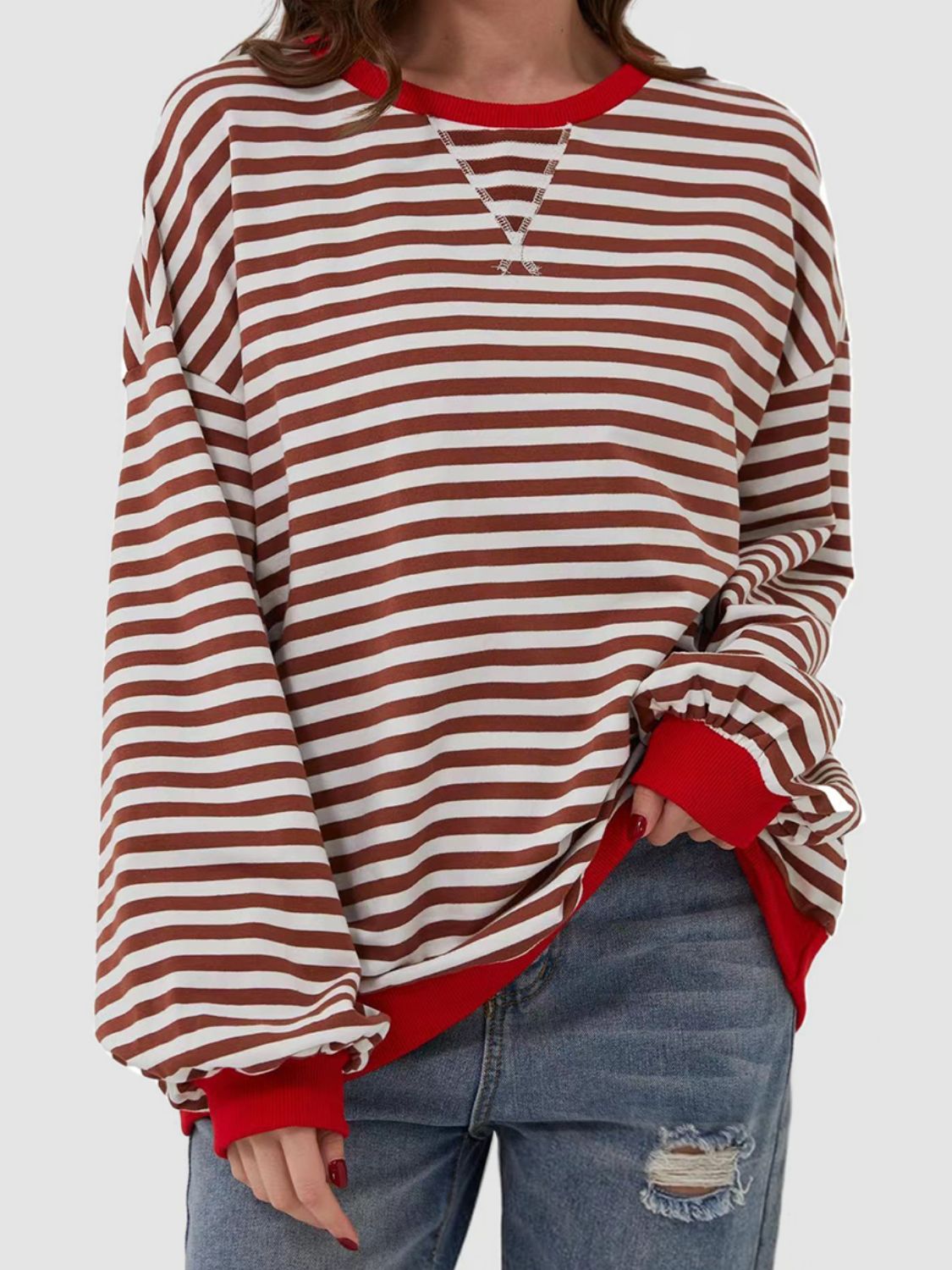 Striped Round Neck Long Sleeve T-Shirt - Mack & Harvie