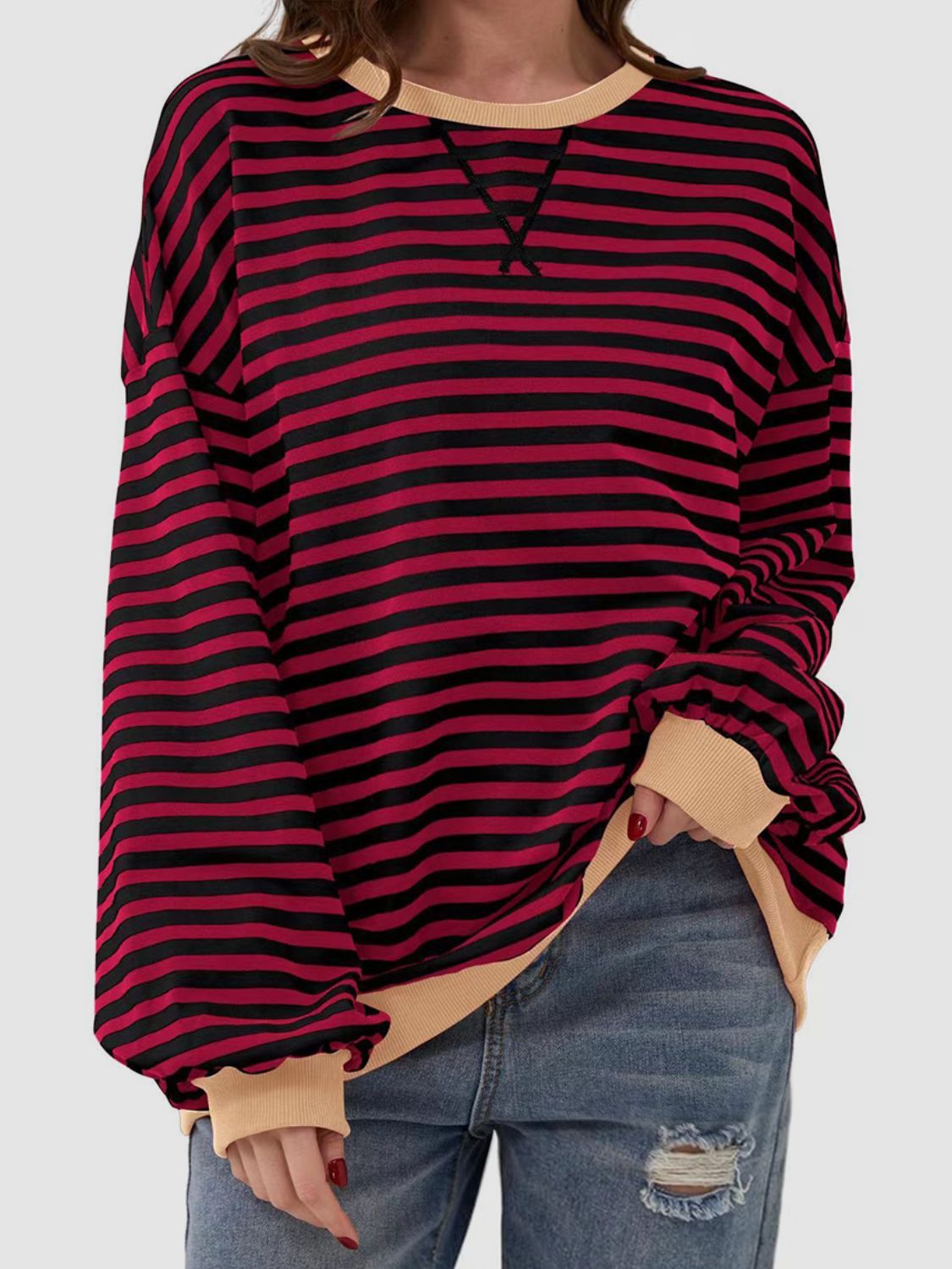 Striped Round Neck Long Sleeve T-Shirt - Mack & Harvie
