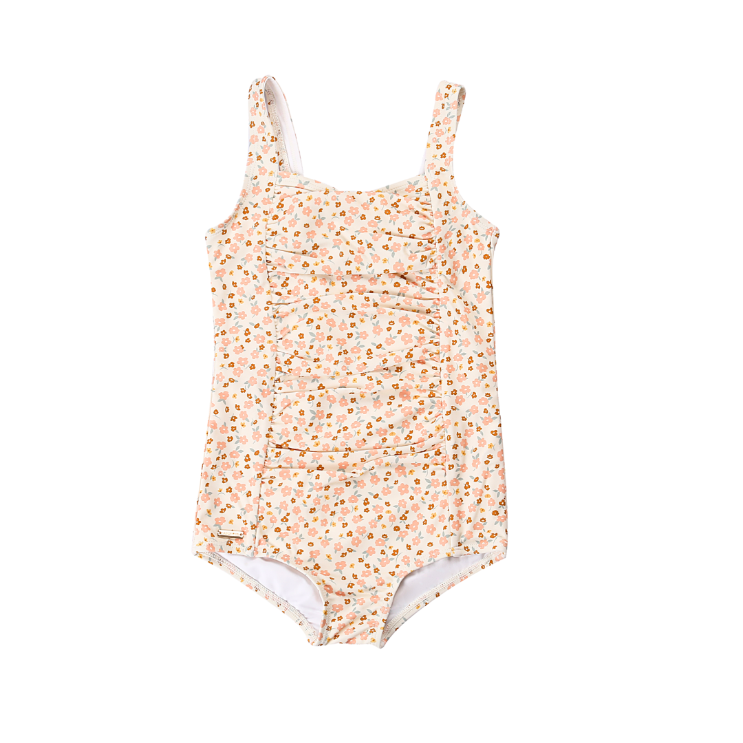 Vintage Girls 1 Piece Swimsuit | UPF + Recycled - Sunset Meadow