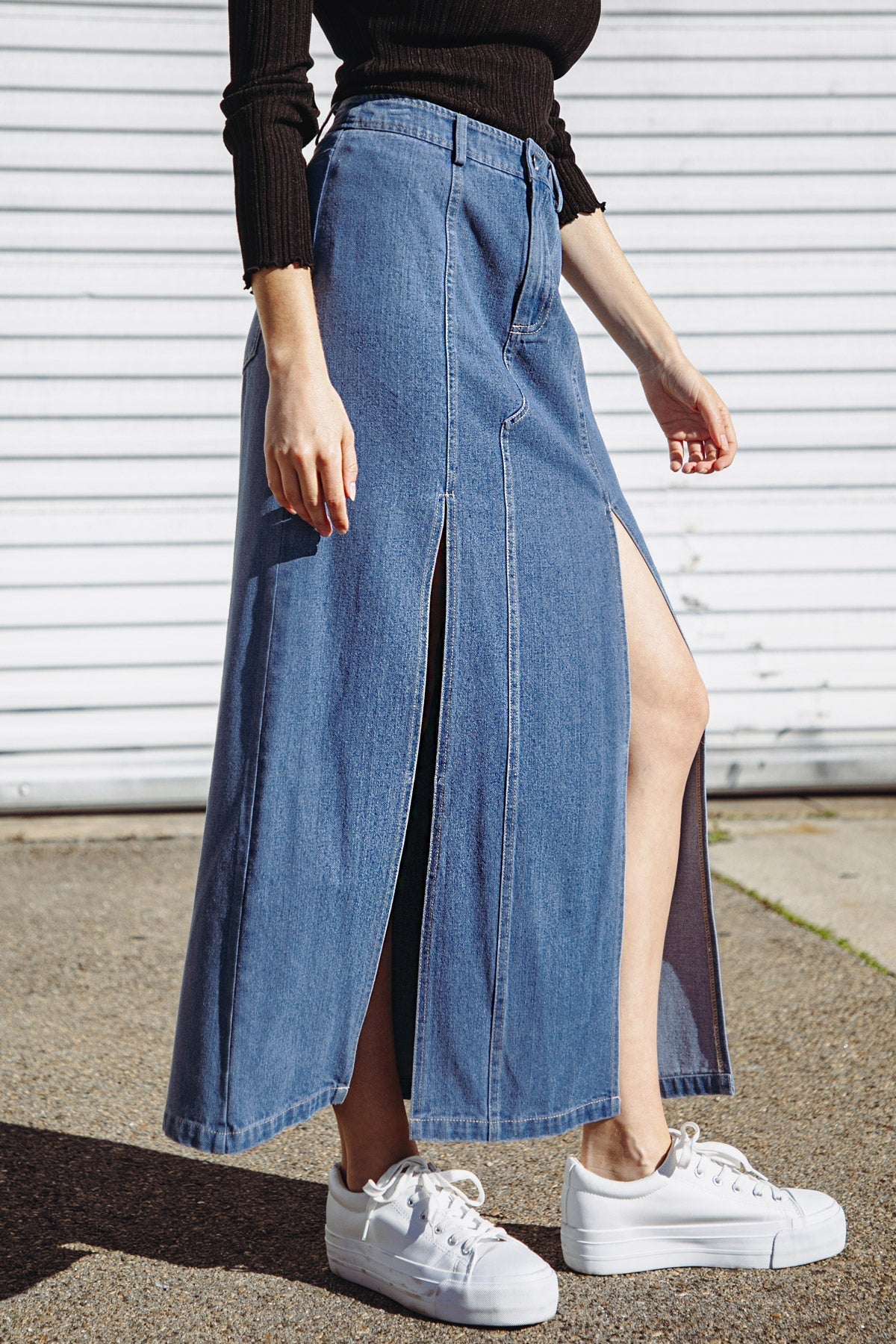 SWEET TALKING DENIM MIDI SKIRT - Mack & Harvie