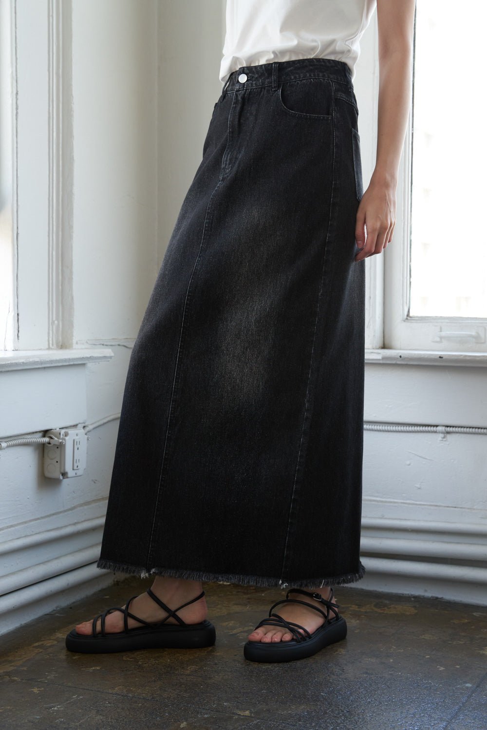 TALK ABOUT BEAUTY DENIM MIDI SKIRT - Mack & Harvie