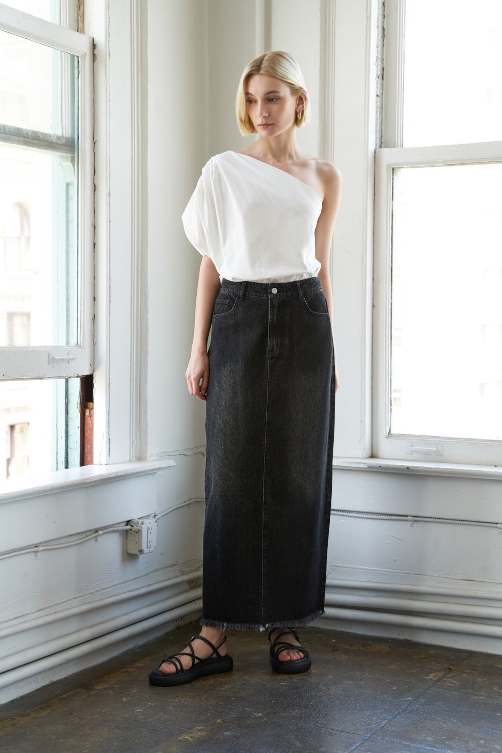 TALK ABOUT BEAUTY DENIM MIDI SKIRT - Mack & Harvie