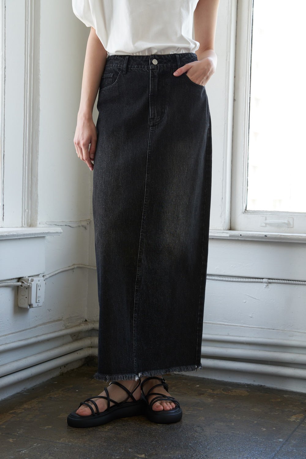 TALK ABOUT BEAUTY DENIM MIDI SKIRT - Mack & Harvie