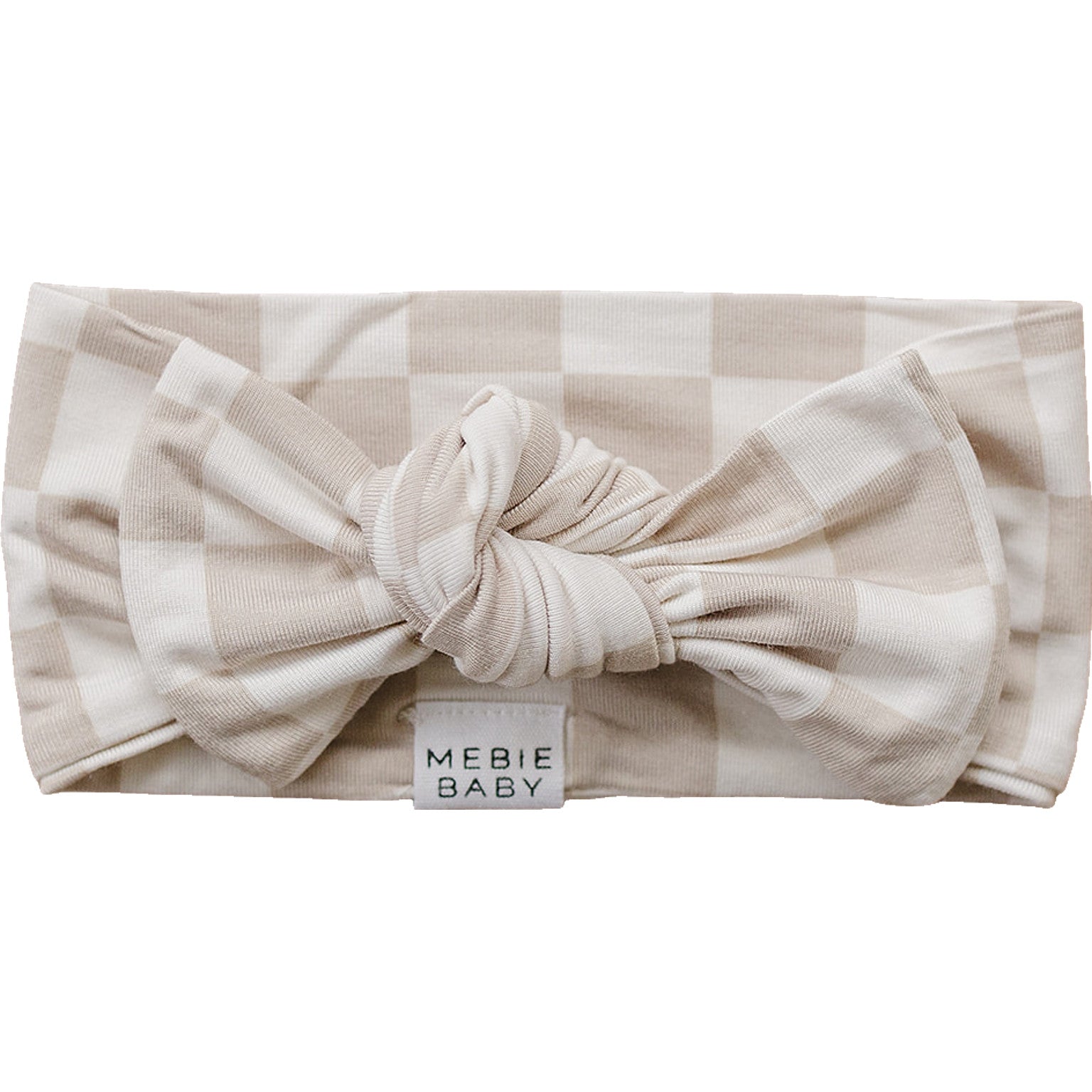 Taupe Checkered Bamboo Head Wrap - Mack & Harvie