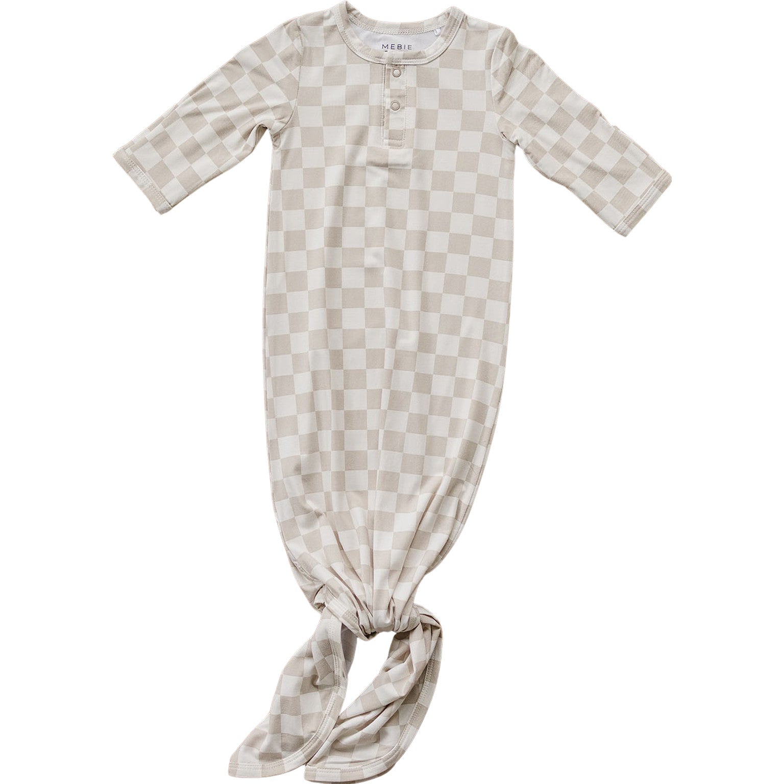Taupe Checkered Bamboo Knot Gown - Mack & Harvie