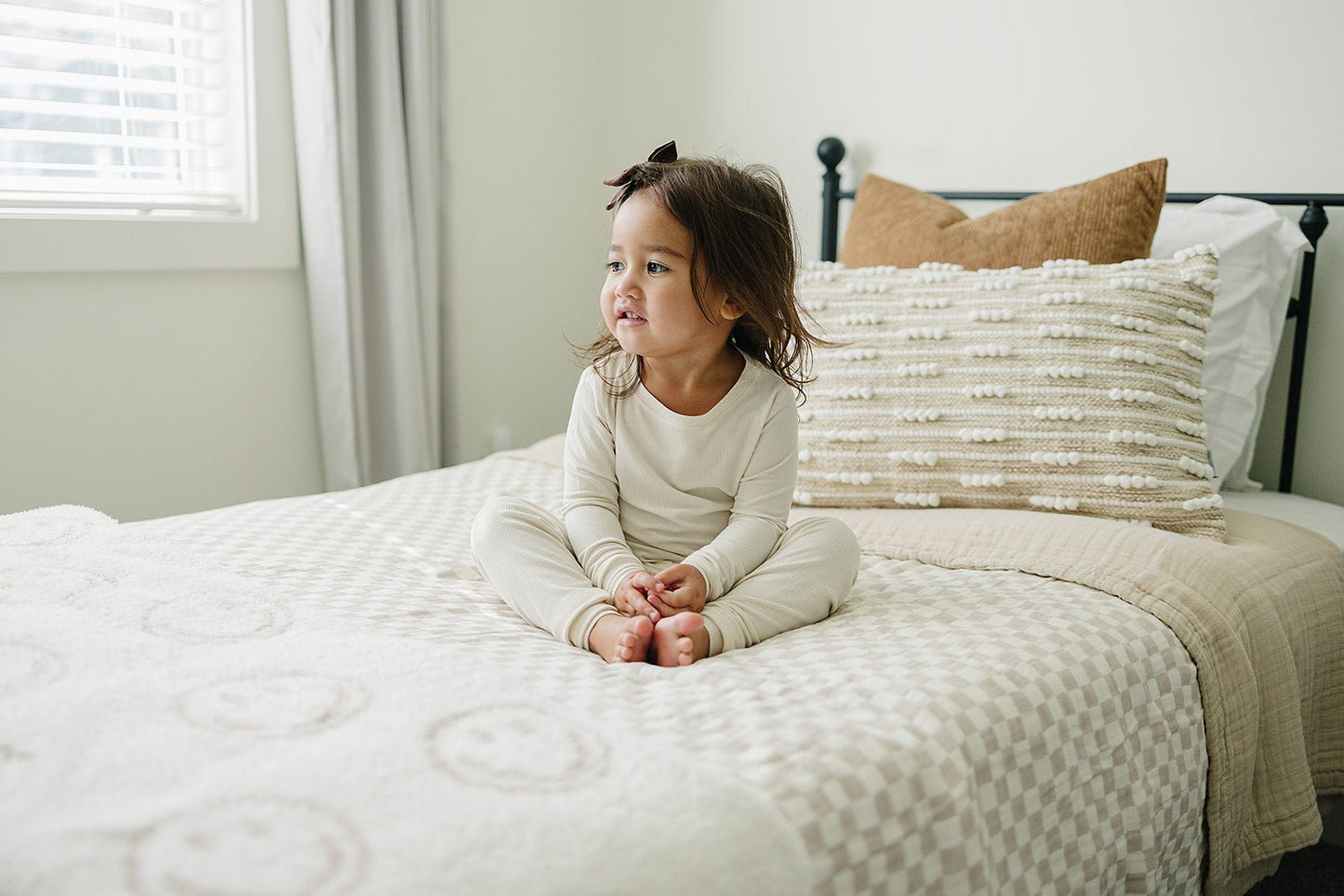 Taupe Checkered Twin Muslin Quilt - Mack & Harvie
