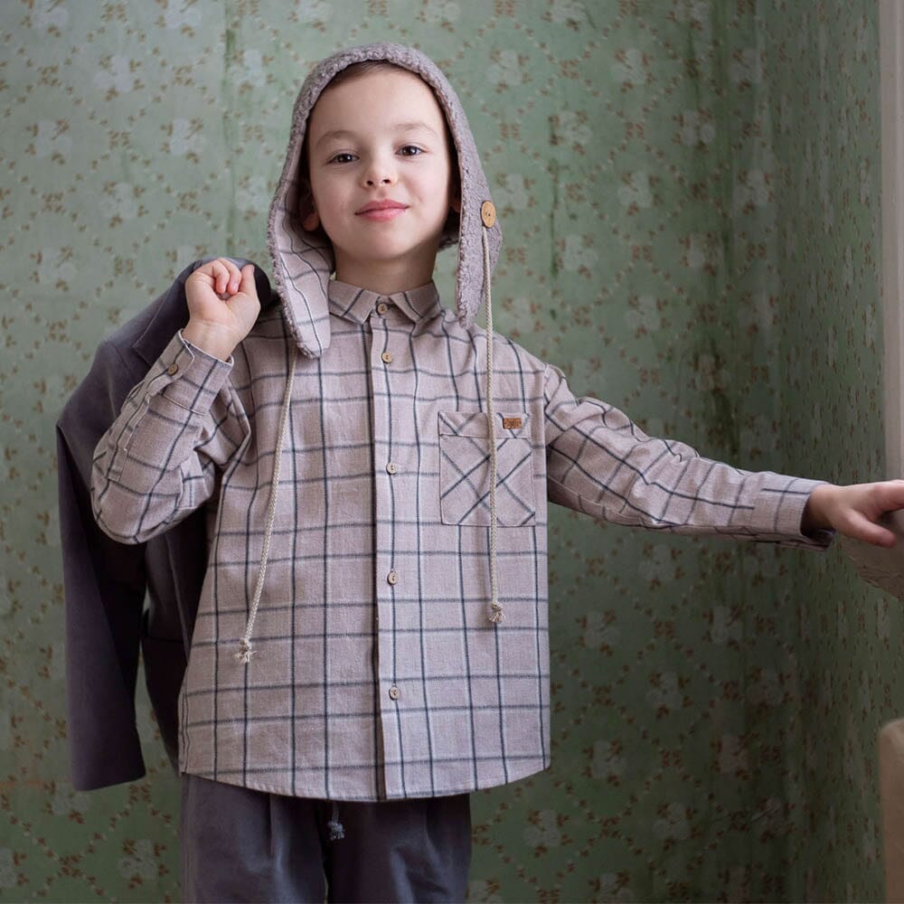 Taupe Plaid Shirt with Pockets - Mack & Harvie