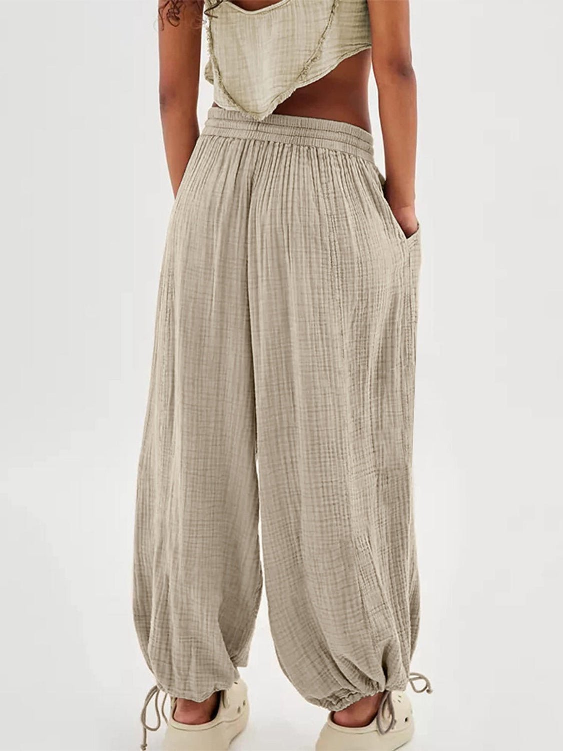 Textured Tied Pants with Pockets - Mack & Harvie