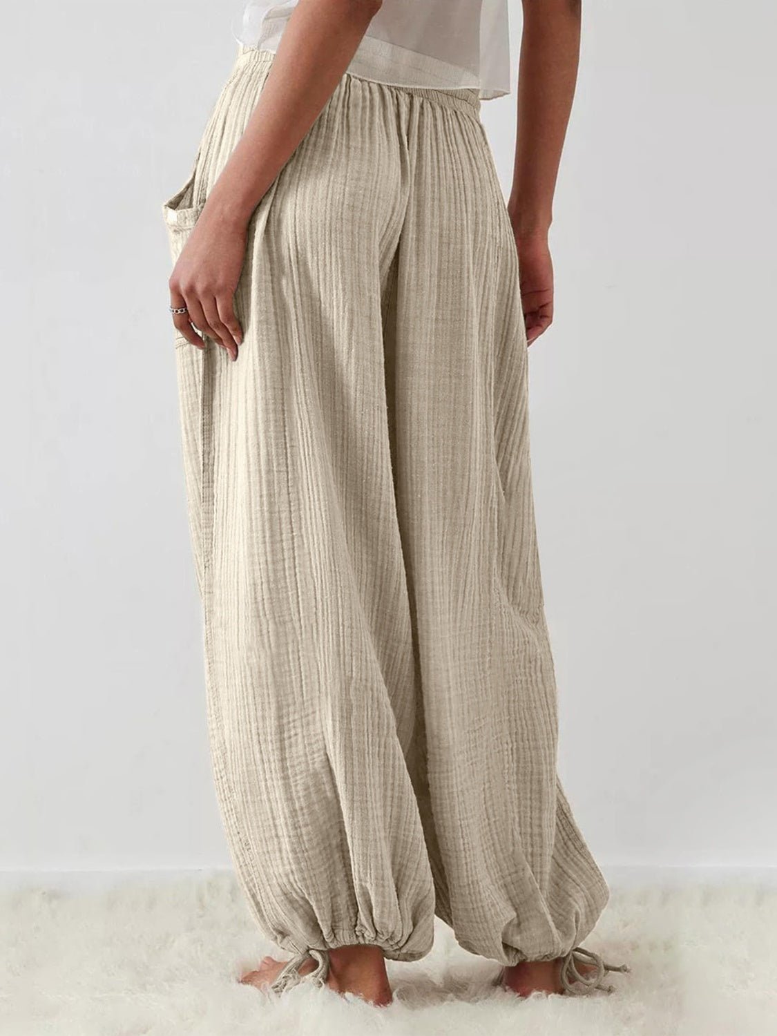 Textured Tied Pants with Pockets - Mack & Harvie