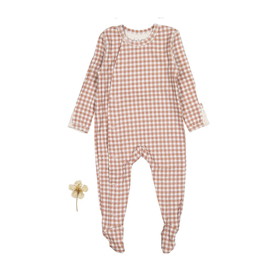 The Printed Snap Romper - Rosewood Gingham - Mack & Harvie