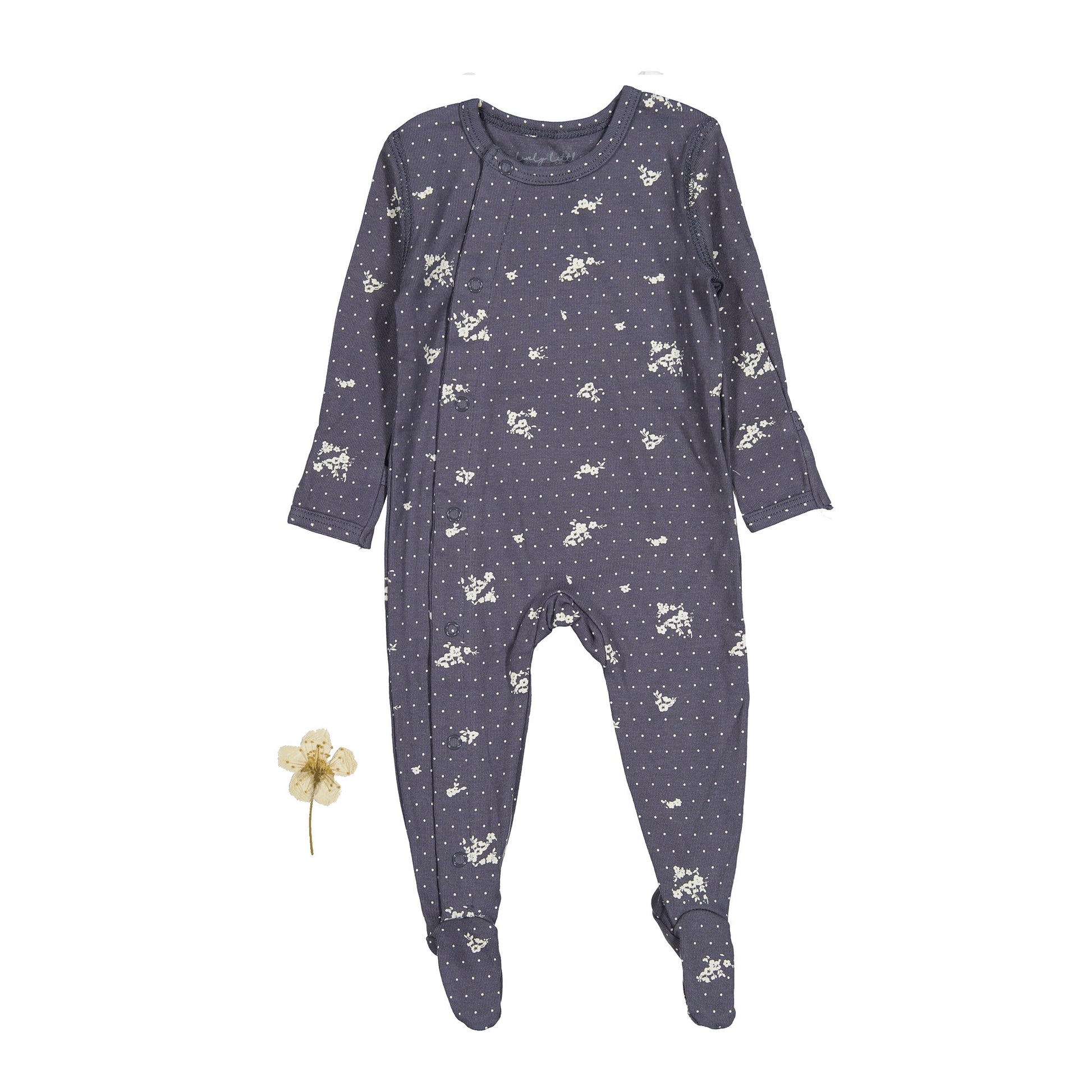 The Printed Snap Romper - Steel Floral - Mack & Harvie