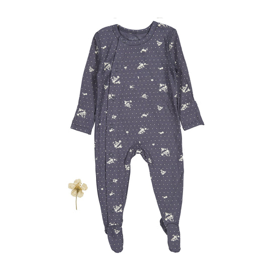 The Printed Snap Romper - Steel Floral - Mack & Harvie