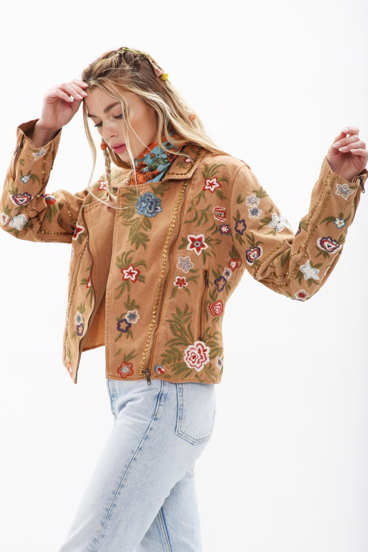 Tan Embroidered Jacket