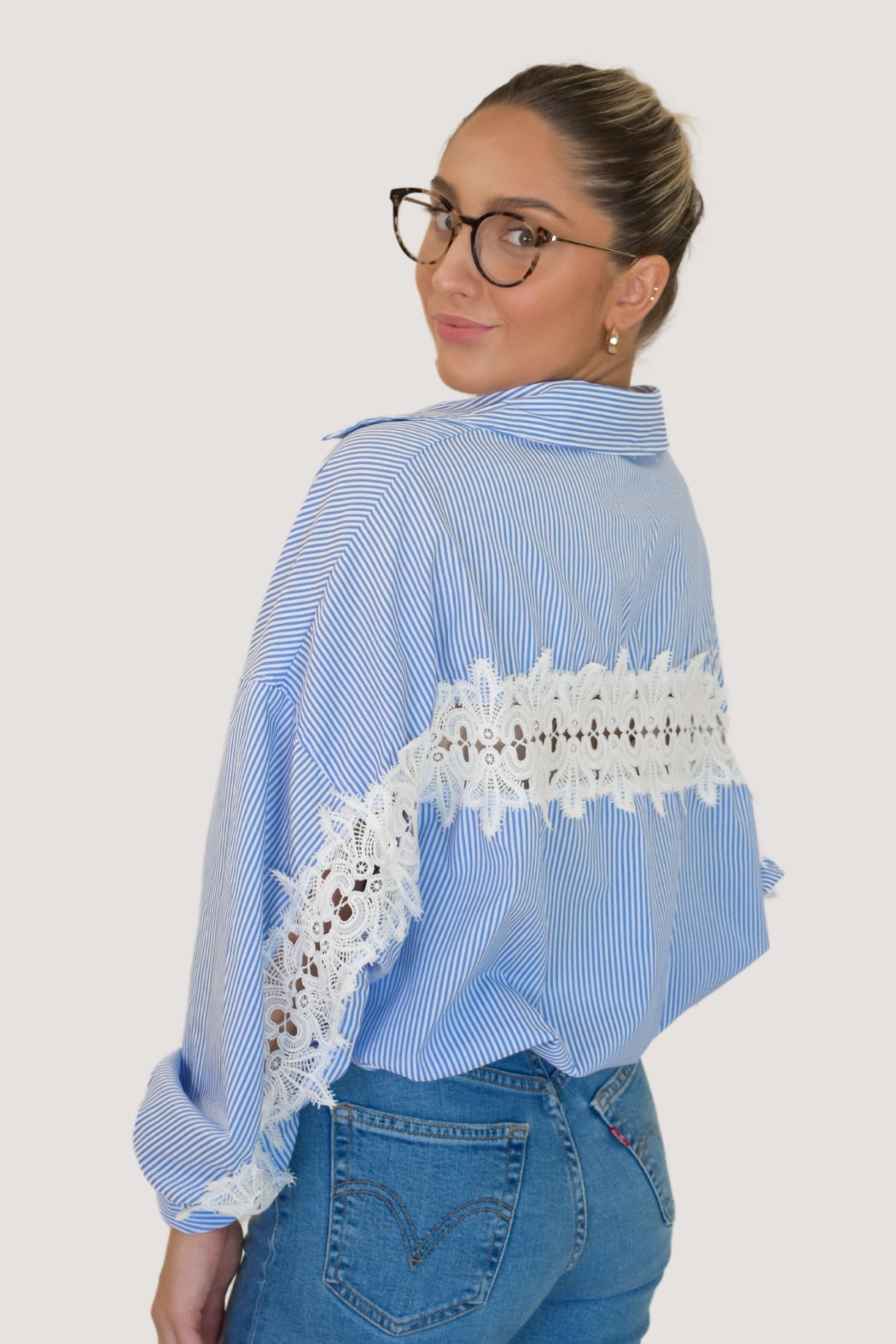 Tie Waist Lace Det Top