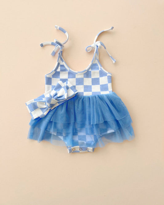 Tutu Romper | Checkered Blue - Mack & Harvie