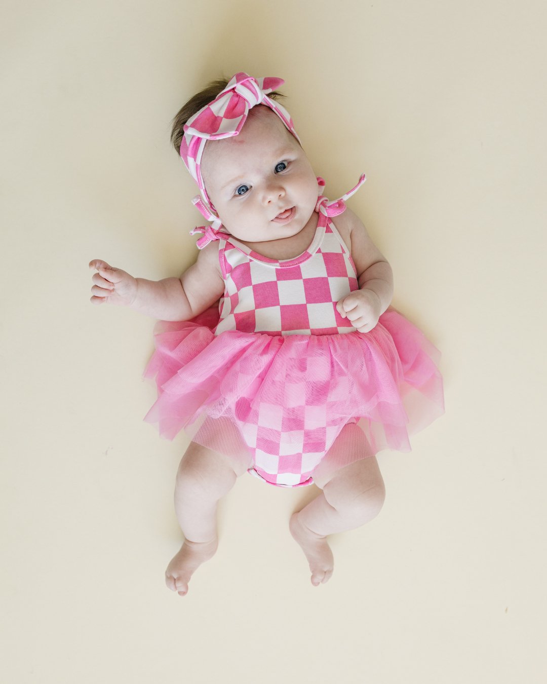 Tutu Romper | Checkered Bubble Gum - Mack & Harvie