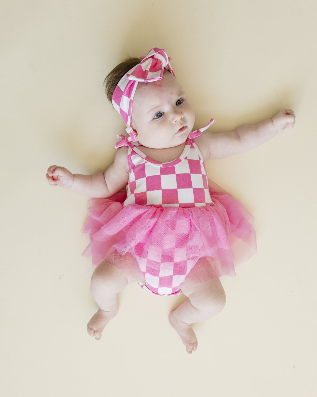 Tutu Romper | Checkered Bubble Gum - Mack & Harvie