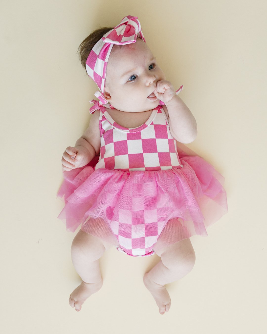 Tutu Romper | Checkered Bubble Gum - Mack & Harvie