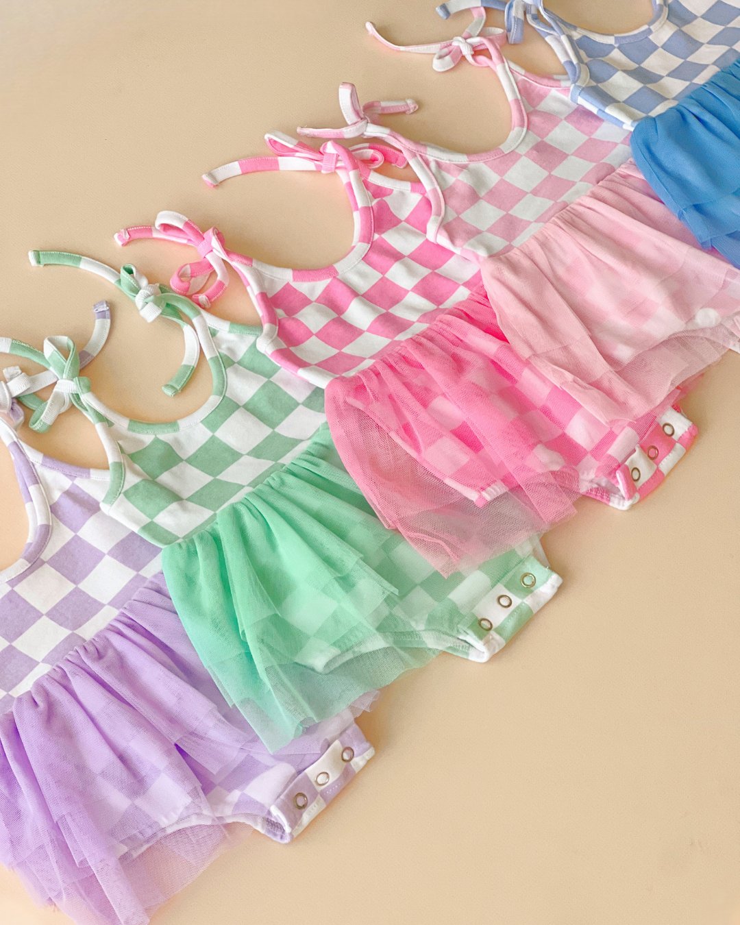 Tutu Romper | Checkered Bubble Gum - Mack & Harvie