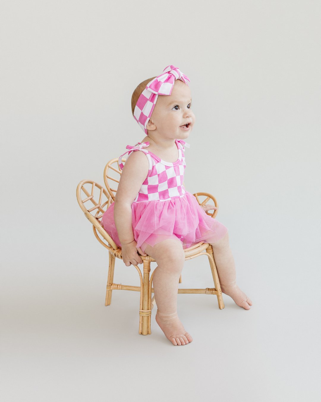 Tutu Romper | Checkered Bubble Gum - Mack & Harvie