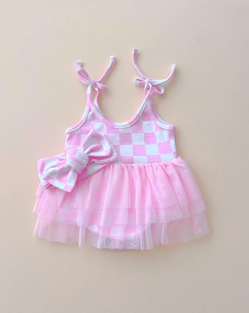 Tutu Romper | Checkered Pink - Mack & Harvie